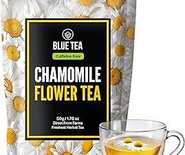 BLUE TEA - Chamomile Tea For Sleep - 50 gm (50 Cups) | SLEEP & RELAXATION | Herbal Tea - Caffeine Free - Flower Based - Non-Bitter - Non-Bitter | Featured in Shark Tank | Zipper Pack