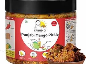 FarmDidi Punjabi Mango Pickle 325g in Fresh | Homemade Sour & Slightly Spicy Dry Aam Ka Achaar | North Indian Punjabi Style Pickle | Made With Less Oil | No Chemical Preservatives