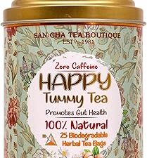 Sancha Tea Boutique, Happy Tummy Tea, Caffeine Free Herbal Tea, 25 Pyramid Tea Bags, Digestive Tea, Tummy Detox