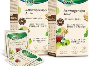 Zandu Ashwagandha Amla Ayurvedic Infusion, A Herbal Tea Enriched With 6 Ayurvedic Ingredients (Pack Of 25 Tea Bags X 2) - 0.19 Kg