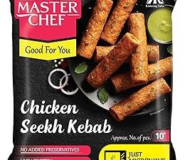 ITC MASTER CHEF Chicken Seekh Kebab, Non-Veg Frozen Snack, Ready to Cook, 500g