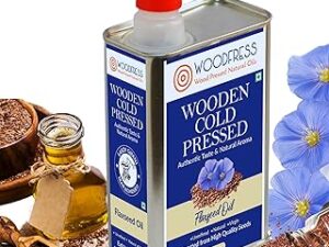 WOODFRESS Flaxseed Oil Cold Pressed - 1 Litre, Omega 3 Alsi Oil, Pure & Natural Linseed Oil, Javas/Jawas Alsi Ka Tel For Cooking, Salads & Health Care, Vegan & Multipurpose, Wood Pressed Flax Seed Oil