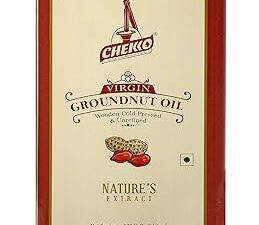 Chekko Kachi Ghani Cold Pressed Virgin 5L Groundnut/Peanut Oil | 100% Natural, Pure & Wood Pressed 5 Litre for Cooking