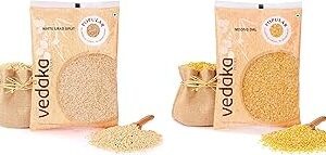 Amazon Brand - Vedaka Popular White Urad Split, 1 kg|Rich in Protein|No Cholesterol|No Additives & Amazon Brand - Vedaka Popular Moong Dal (Yellow), 1kg|Rich in Protein|No Cholesterol|No Additives