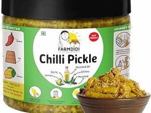 FarmDidi Spicy Green Chilli Pickle 325g in Fresh | Homemade Sun-Dried Hari Mirch ka Achar | Made with Mustard Oil | Ghar Ka Bana Spicy Mirchi Pickle | No Chemical Preservatives
