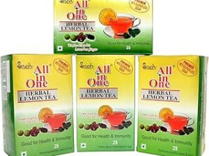 All in One Herbal Lemon Chai Tea Powder, Premix Sulphur Less Sugar Pack Of 4, 100 Pouches, 250 Grams