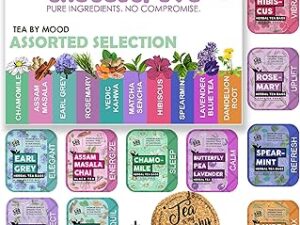 The Tea Trove Assorted Tea Sampler Pack - Flavoured Gift Set (30 Count) With Coaster Hampers | Gift Box Including Green, Organic Herbal & Black Tea Bags